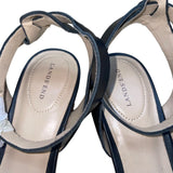 Lands End Women’s Black Leather Block Heel Open-Toe Sandals Size UK6/US8/8.5
