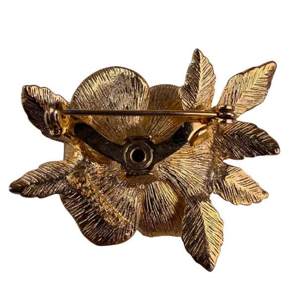 Sarah Coventry Womens Gold Tone Metal Rose Brooch Vintage Floral Accessory