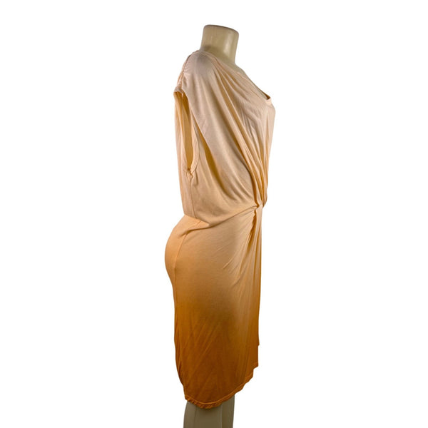 Clu Womens Beige/Orange Modal Draped Ombre Dress Sleeveless Size S