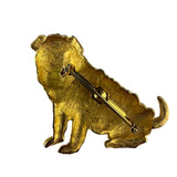 Gold Tone Dog Brooch Pin Shar-Pei Wrinkled Design Vintage Animal Jewelry