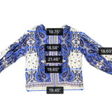 Loft Womens Blue & White Floral Boho Printed Long Sleeve Blouse Lightweight Sz L