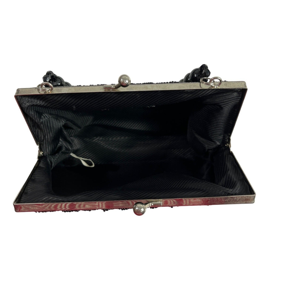Vintage 90s Bijoux Sterner Women's Black Satin Beaded Sequin Handbag Sz S