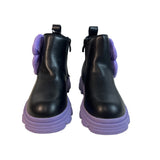 Dream Pairs Girls Side Zipper Chelsea Ankle Booties Purple Bow Knot Sz 1
