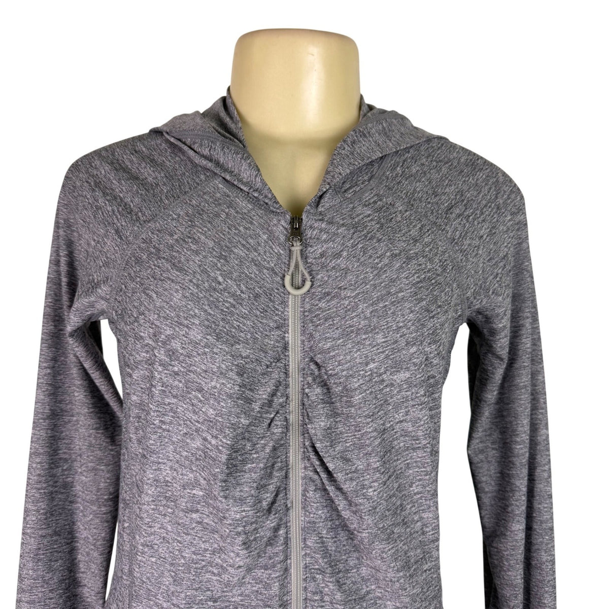 Athleta Women’s Gray Polyester/Nylon Hooded SweaterFull Zip Lightweight Size S