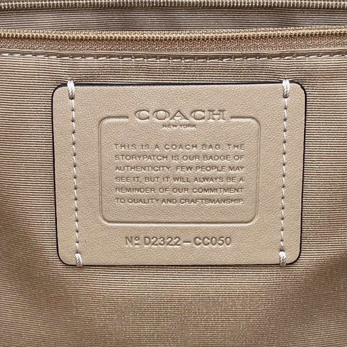 Coach Women’s Taupe Leather Embossed Logo Double Handles Snap Closure Tote Bag