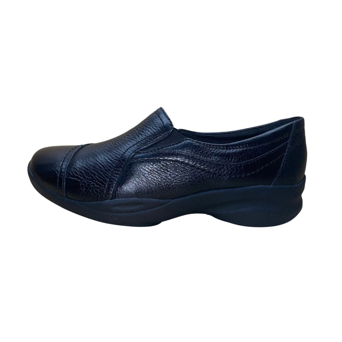 Clarks Women’s Black Leather Elastic Panels Slip-On In-Motion Shoes Size 7M