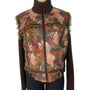 Floral Print Brown Faux Fur Coat Women’s Casual Zipper Closure Size M
