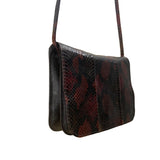 Vintage Bloomingdales 80’s Women’s Black/Brown Leather Snake Print Shoulder Bag
