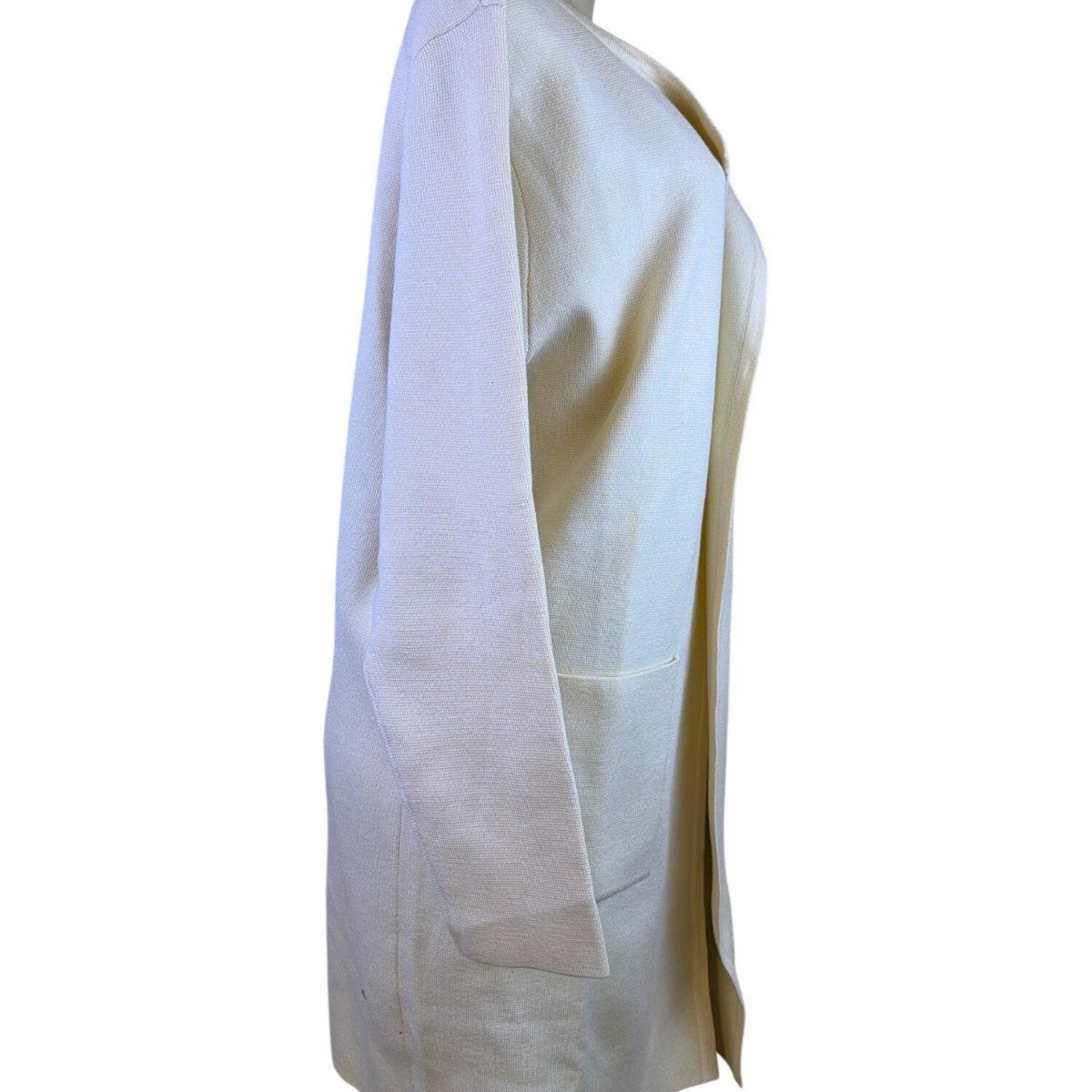 Anrabess Womens Beige Open Front Longline Cardigan Coat Pockets