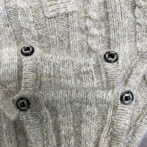 Tach Women’s Brown Cable Knit V-Neck Long Sleeve Bodysuit Sweater Sz S
