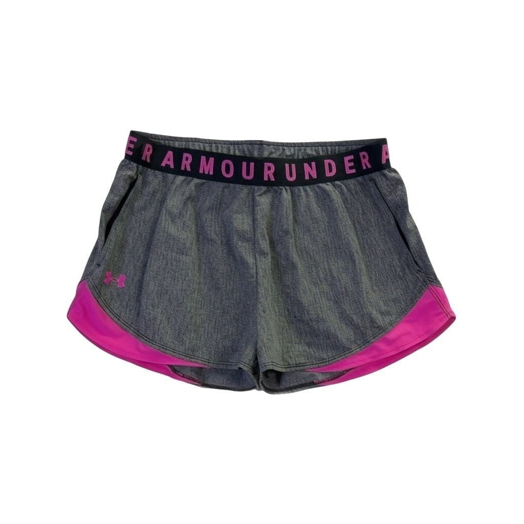 Under Armour Womens Gray & Pink Running Shorts Loose Fit Size L