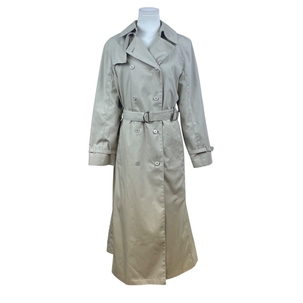 London Fog Women's Khaki Beige Double Breasted Trench Coat With Belt Sz 12 Reg