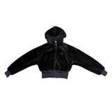 Puma Womens Black Polyester Hooded Fleece Zip-Up Cropped Jacket Size XS