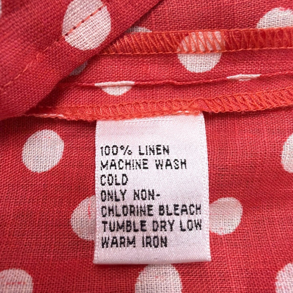 Talbots Womens Red & White Button-Up Polka Dot Blouse Lightweight Shirt Size 16