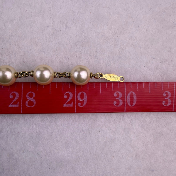 Napier Womens Gold Tone Faux Pearl Necklace Vintage Strand Classic Design