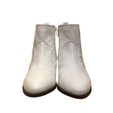Arula Women’s White Faux Embossed Leather Western Block Heel Ankle Boots Size 8W