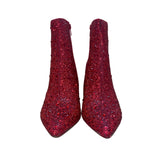 Betsey Johnson Women’s Red Glitter Glass Stones SB-Cady Ankle Boots Size 8M