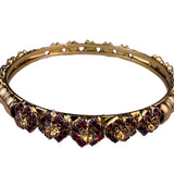 Gold Tone Womens Red Green Stone Bangle Bracelet Sparkling Multi-Gem Design