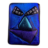 Glass Art Brooch Women Blue & Purple Dichroic Stylized Face Jewelry