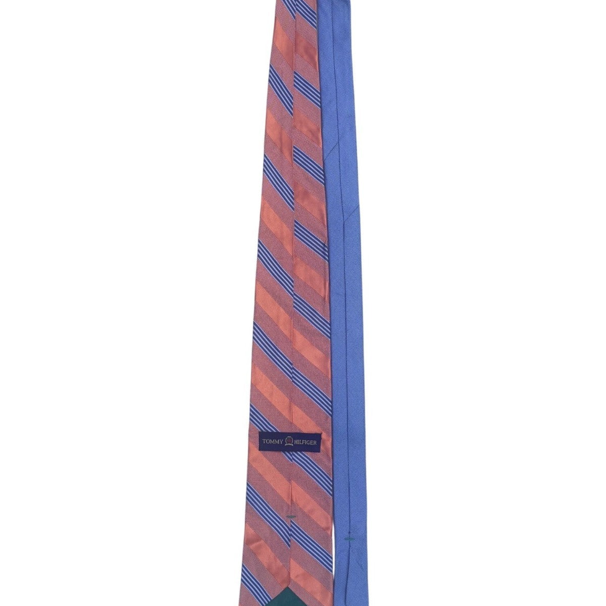 Tommy Hilfiger Men’s Orange Blue 100% Silk Striped Necktie Made In USA