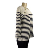 Talbots Womens White & Navy Cotton Striped Buttoned Sweater Plus Size 1X EUC