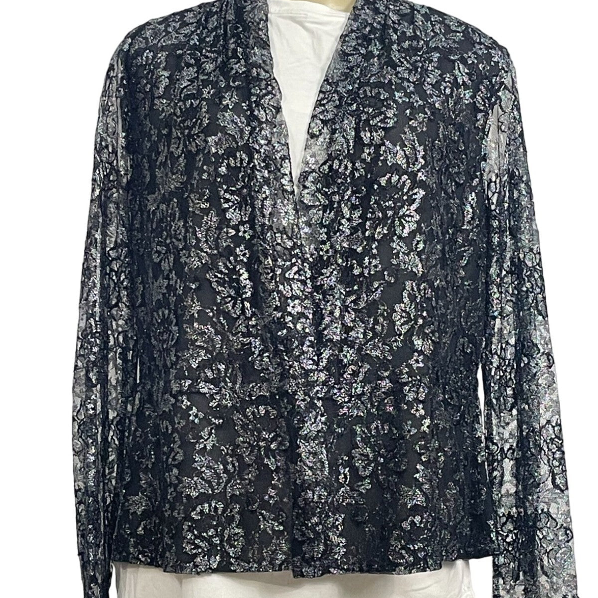 Jones New York Cardigan Girly Glam Black  Women's Sweater Sz 10