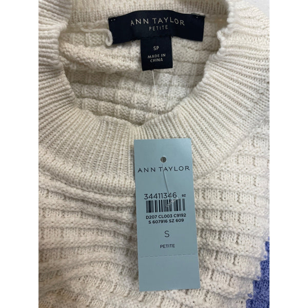 ANN TAYLOR  Women's Geostitch Colorblock Textured Mock Neck Sweater Sz SP-NWT