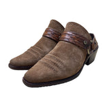 Donald Pliner Women’s Brown Suede Embossed Strap Mazzy Western Mules Size 5M