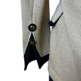 St. John Women's Beige & Black Knit Blazer Jacket Button Front Size 4