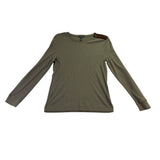 Lauren Ralph Lauren Womens Olive Cotton Knit Pullover Top W/Suede Accents Sz XL