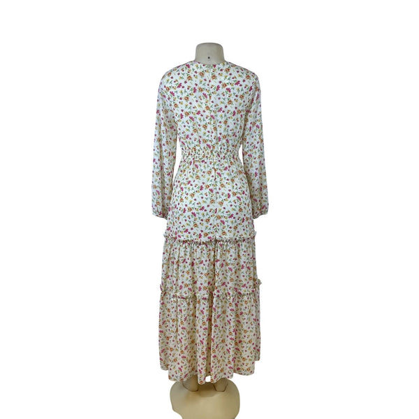 Lost + Wander Women’s White Floral Maxi Dress With Long Sleeves Size S - New