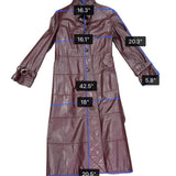 Tfc Women Maroon 100% Genuine Leather Belted Trench Coat Lined With Rayon Sz 8
