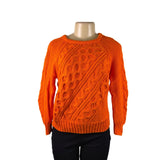 J. Crew Womens Bright Orange Cable Knit Sweater Cozy Lightweight Sz M