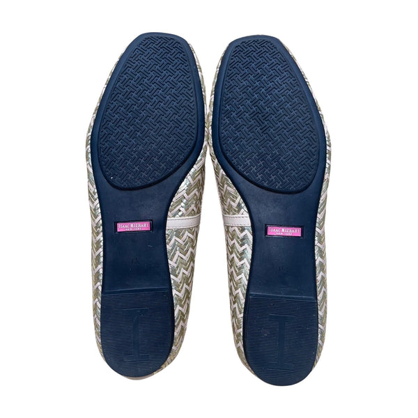 Isaac Mizrahi Women’s Gold & Pink Chevron Faux Leather Slip-On Flats Size 6.5M