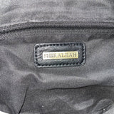 Shiraleah Womens Black Faux Leather Whipstitch Crescent Adjustable Crossbody Bag