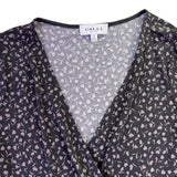 Gilli Womens Black Floral Wrap Dress Long Sleeve Midi Length Ruffle Hem Size M