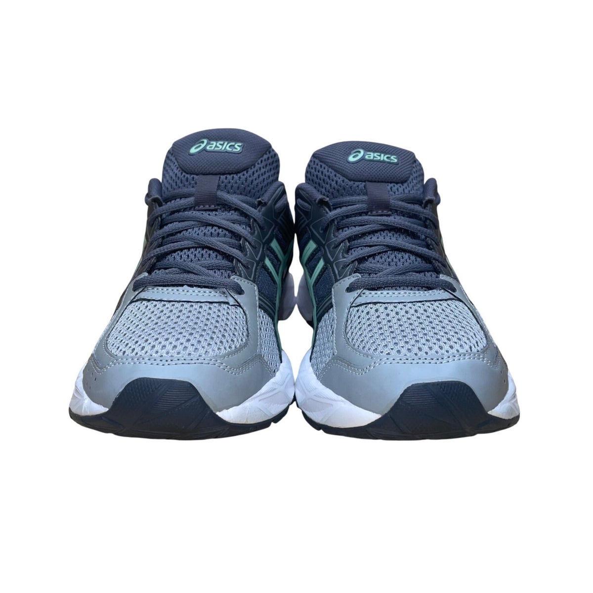 Asics Men’s Gray Mesh & Green Stripes Gel-Contend 4 Running Shoes Size 10