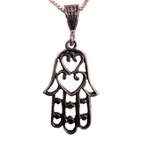 Sterling Silver Womens Hamsa Hand Necklace With Heart Design Italian Chain