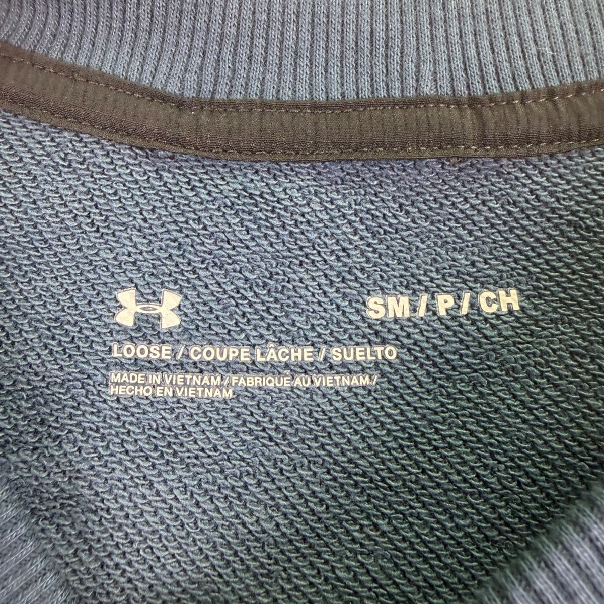 Under Armour Mens Blue & Black Colorblock SweatshirtLong Sleeve Loose Fit Sz S