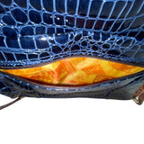 Samantha Brown Women’s Brown & Blue Faux Croc Embossed With Zippered Satchel Bag