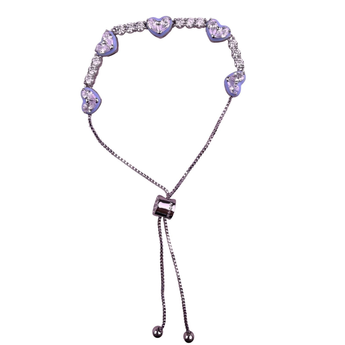 Brilliance Womens Silver Tone Heart Crystal Bracelet Adjustable Design