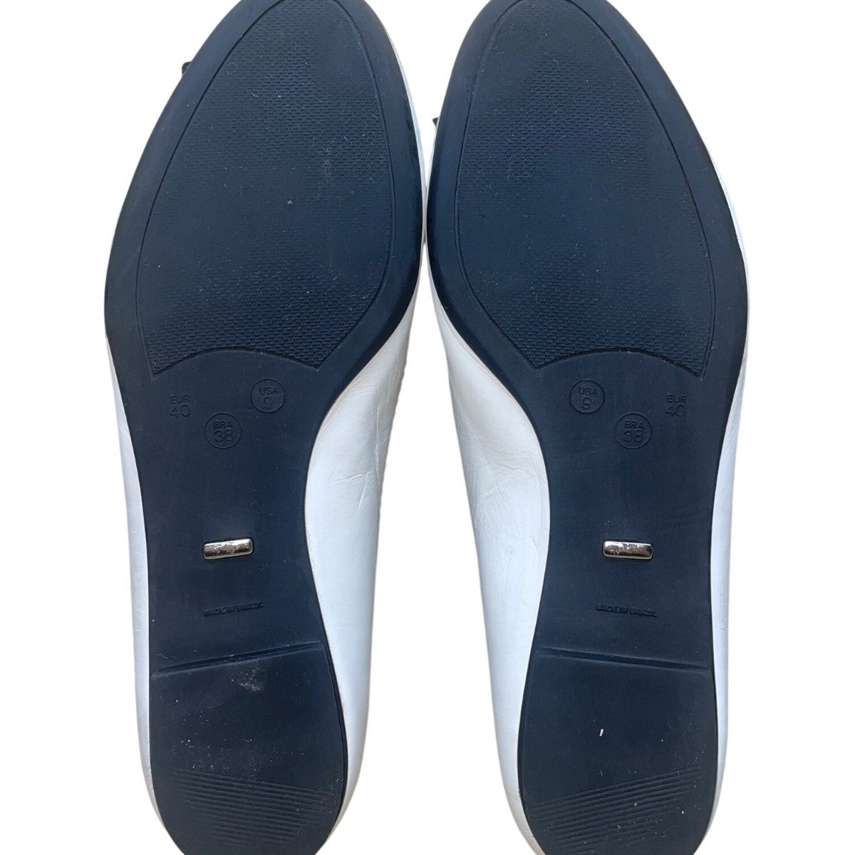 FS/NY Women’s White & Navy Leather Slip-On Floral Accent Ballet Flats Size 9