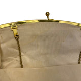 Vintage Women’s White Beaded Evening Clutch Gold Frame Chain Handle