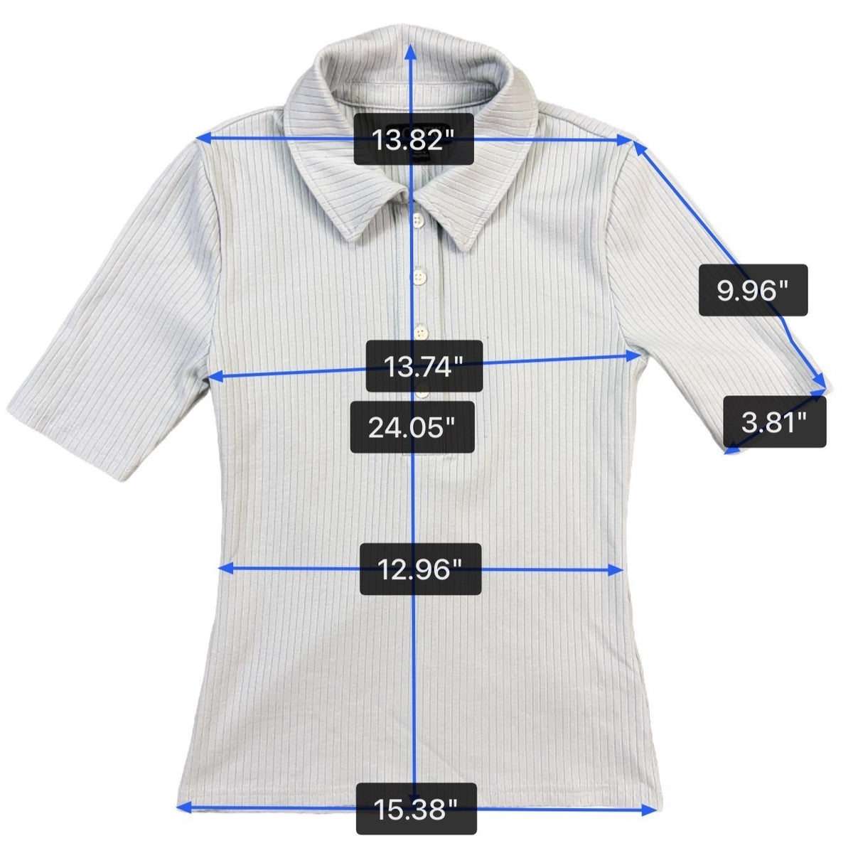 J.Crew Womens Light Blue Ribbe Polo Shirt  Short Sleeve Button Front Sz XS