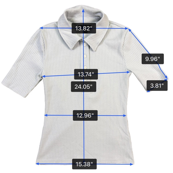 J.Crew Womens Light Blue Ribbe Polo Shirt  Short Sleeve Button Front Sz XS