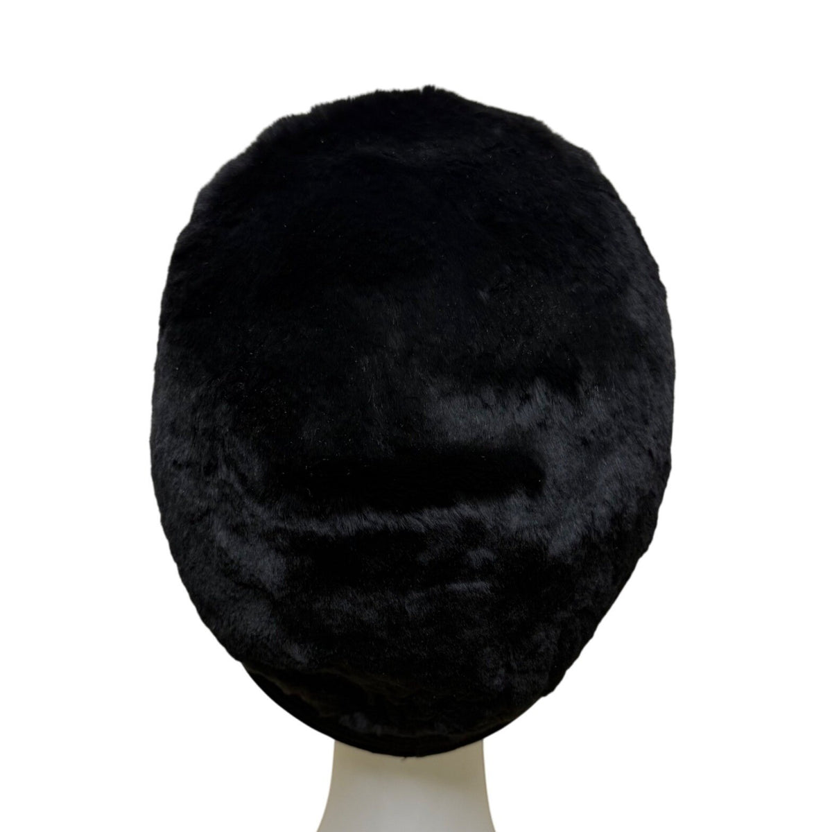 Saks Fifth Avenue 1960s Womens Black Faux Fur Cloche Hat With Bow Red Lining