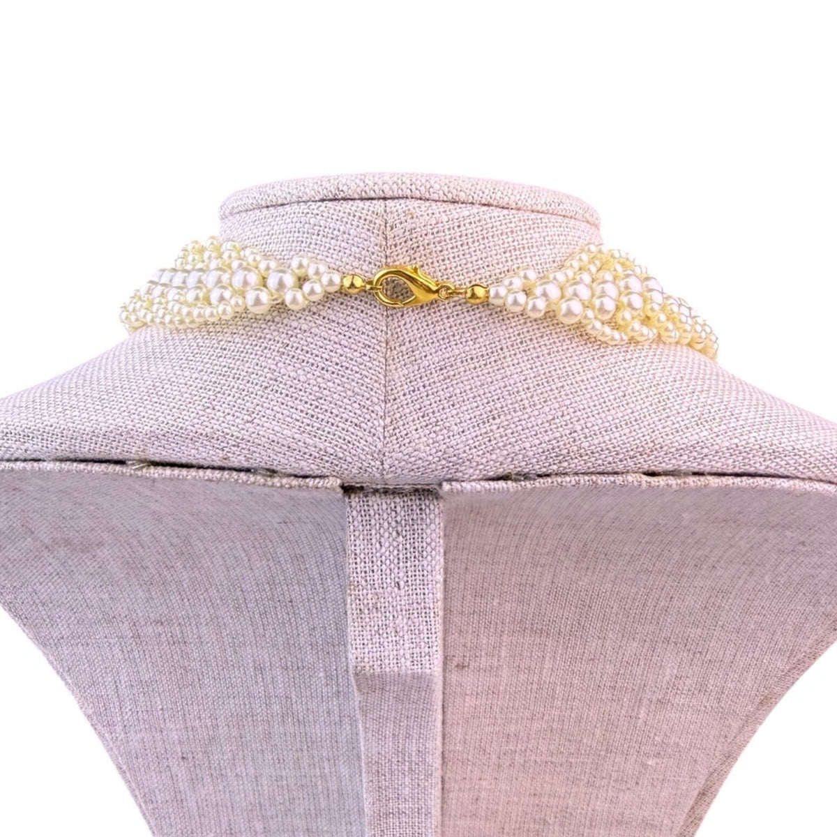 Multi-Strand Faux Pearl Gold-Tone Bib Necklace Womens Jewelry Elegant