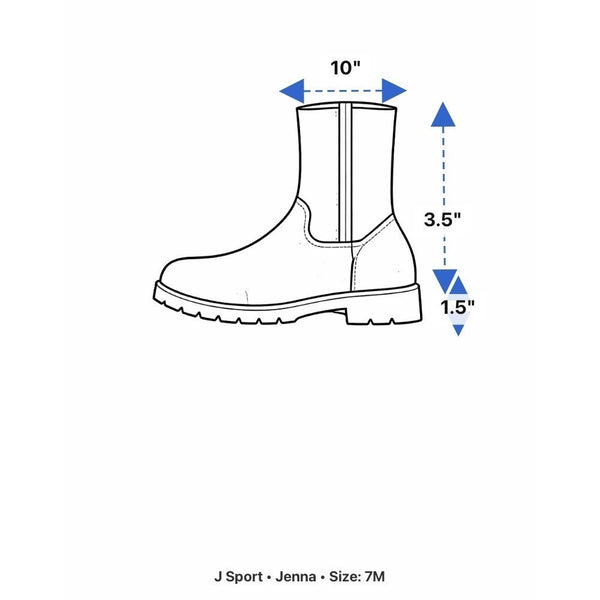 J Sport Women’s Blue Faux Leather Memory Foam Side Zip Jenna Ankle Boots Size 7M