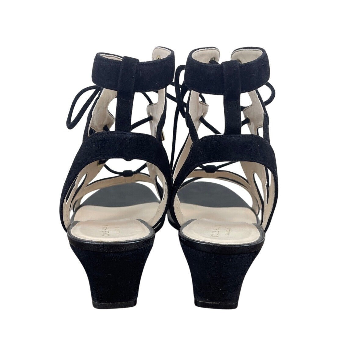 Cole Haan Black Suede Vable Wedge II  Strappy Womens Sandals Size 10.5B