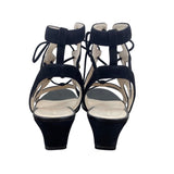 Cole Haan Black Suede Vable Wedge II  Strappy Womens Sandals Size 10.5B